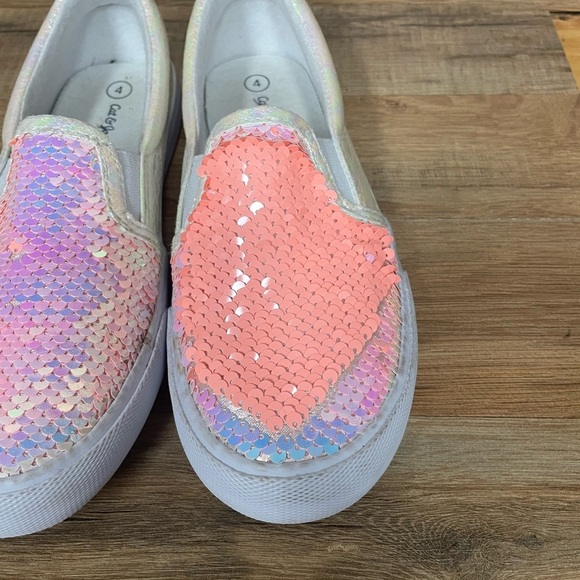 Cat & Jack girls sequin slip on sneakers size 4 unicorn - Picture 3 of 5